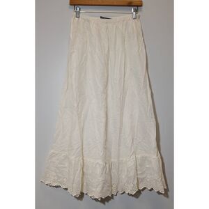 Gudrun Sjoden womens small long slip skirt liner maxi ankle length cream cotton